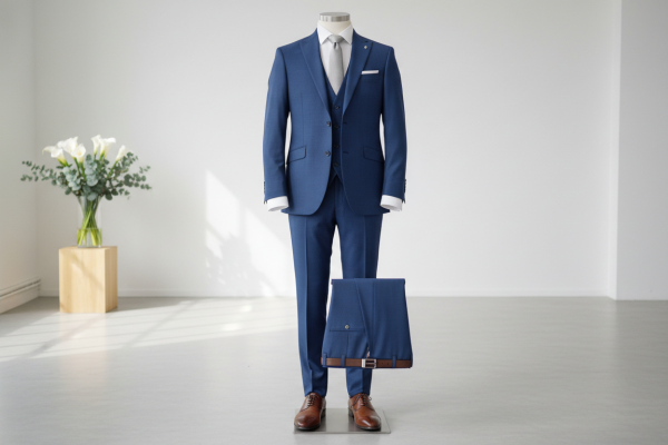 blue suit wedding
