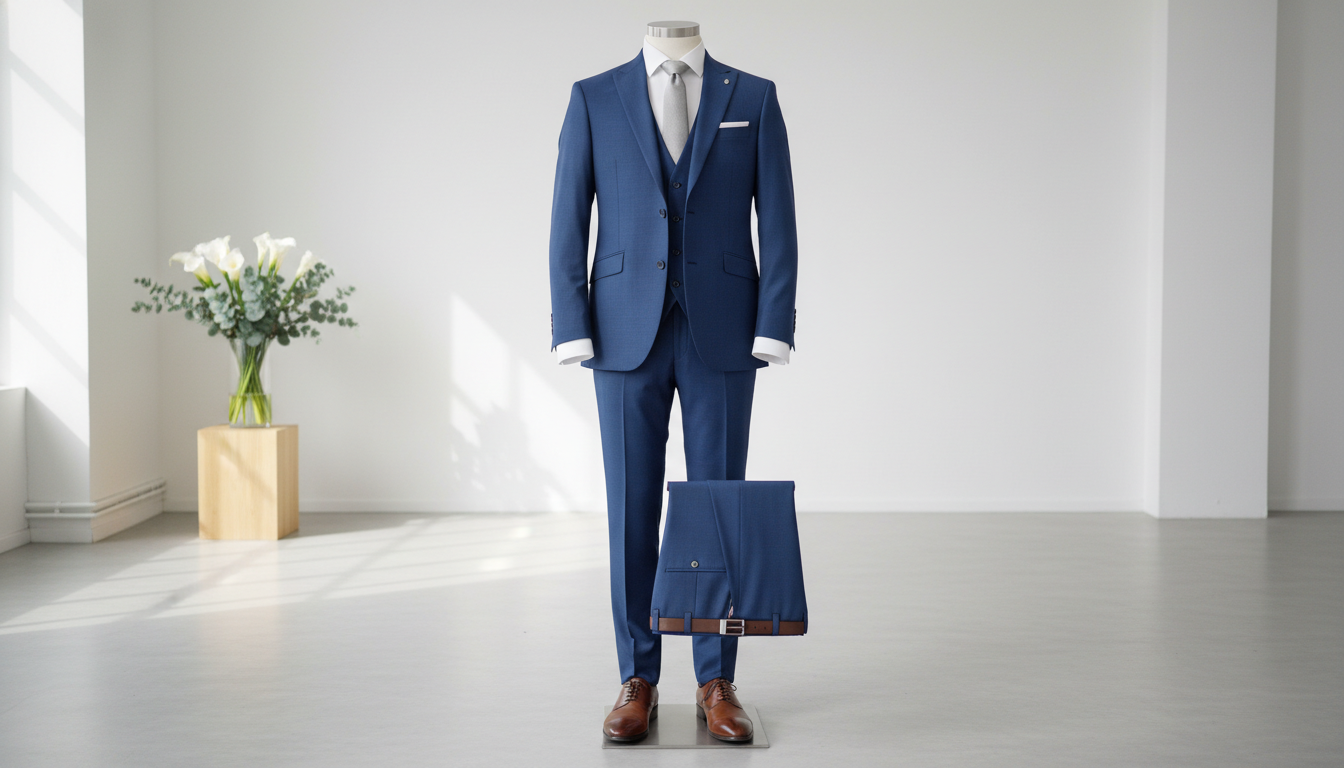 blue suit wedding